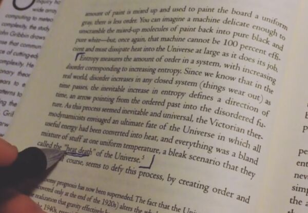Passage from Deep Simplicity on entropy and the heat death of the universe