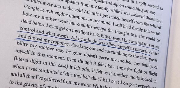 Highlighted passage about choosing your response - You're Not Dead Yet